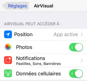 Exemple d'application dont on peut désactiver la géolocalisation pour économiser de la batterie