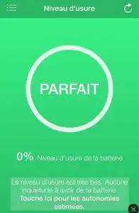 application d'indication de niveau d'usure de la batterie