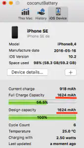 changement de batterie sur iphone coconutBattery mac