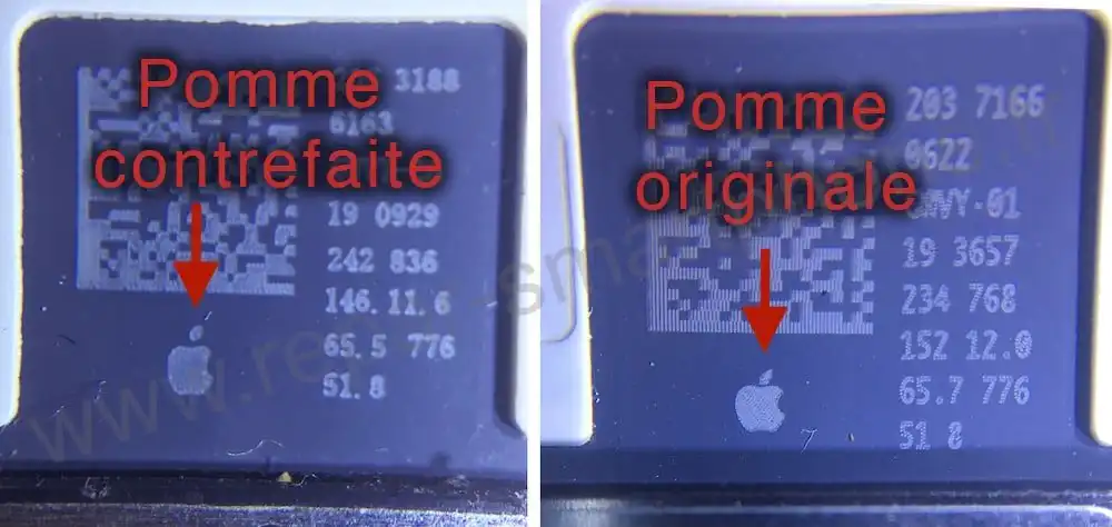 comparaison pomme originale contrefaite iPhone