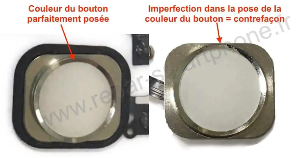 bouton home blanc original comparaison iPhone 5S 5SE