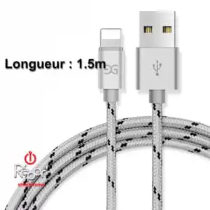 Cable de charge gris iPhone photo 1 1.5 metre
