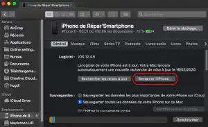 Restaurer son iPhone mac catalina mojave