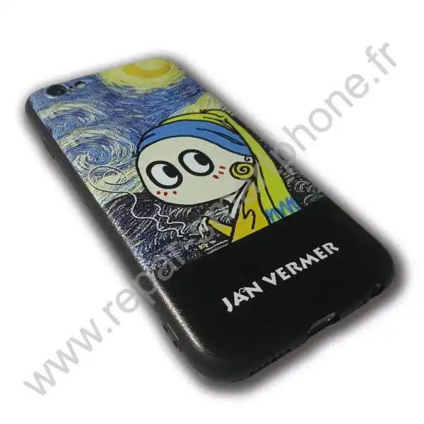 Coque souple cartoon Jeune fille à la perle iPhone 6 plus 1 coque cartoon jeune fille perle iphone 6 6s souple img2