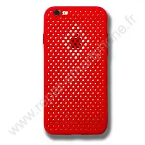 Coque souple rouge boutons noirs avec petits trous pour iPhone Xs 5 coque rouge boutons noirs petits trous iphone 6 6S 7 8_Xs_11_img2