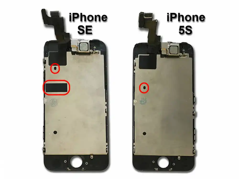 comparaison arriere ecran iphone 5s et iPhone SE 2