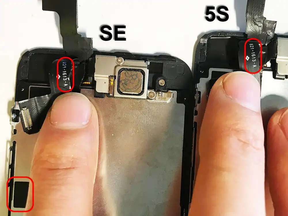 comparaison numero de piece camera frontale iphone 5s se